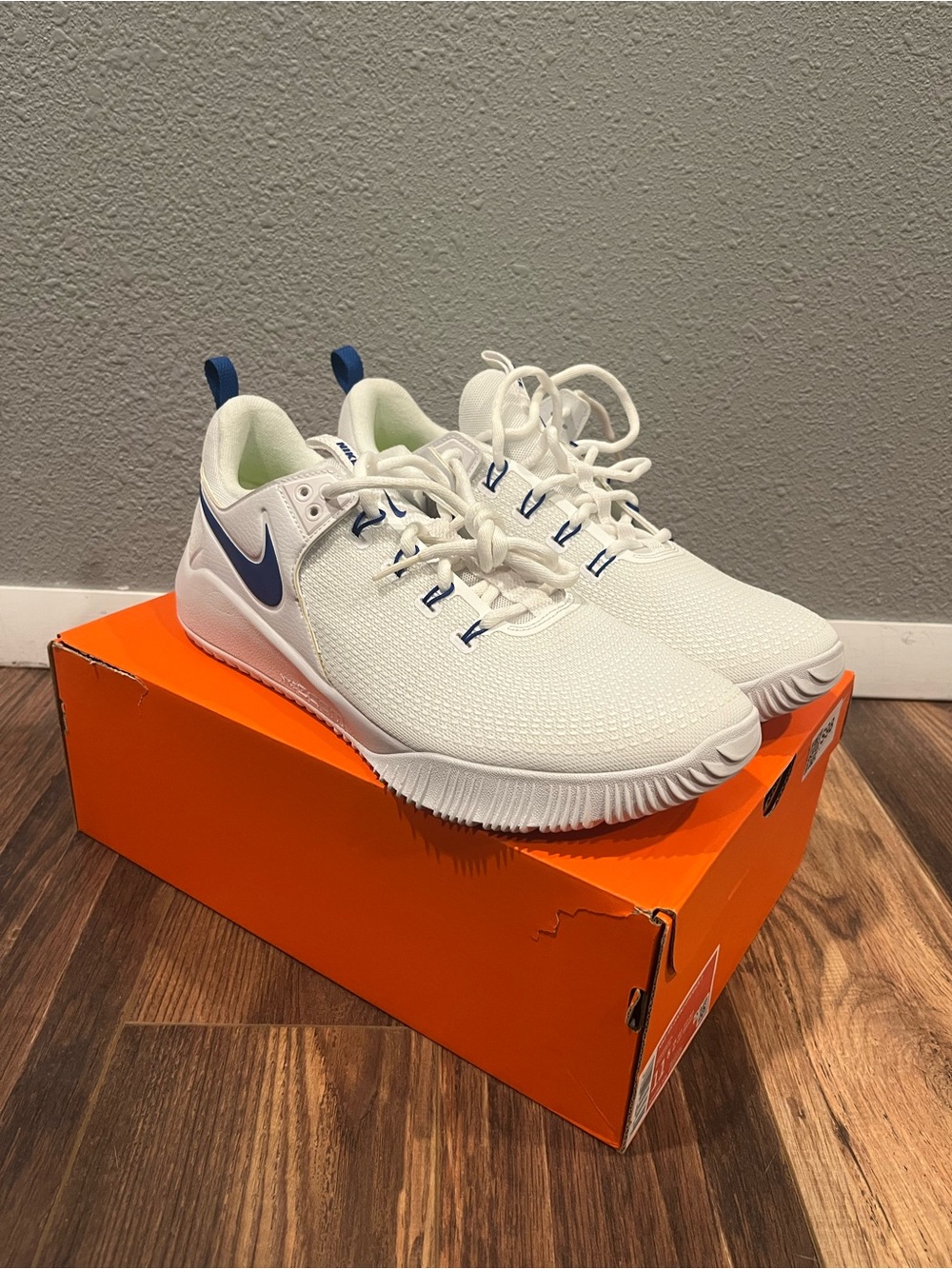 Nike Kids White Sneakers with Blue Swoosh